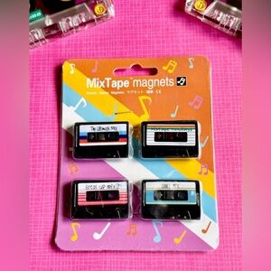 New Retro 80s Style Mini Cassette Music Mix Tape Novelty Fridge Magnets Set of 4